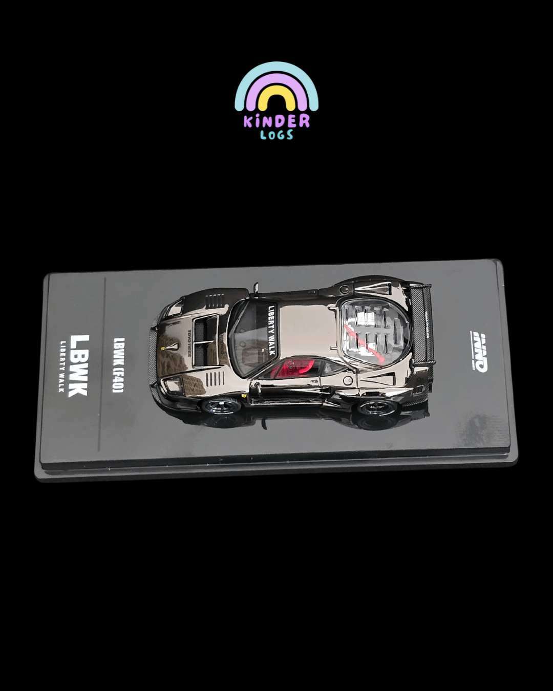 Inno64 LBWK Ferrari F40 Chrome Black Edition - Kinder Logs