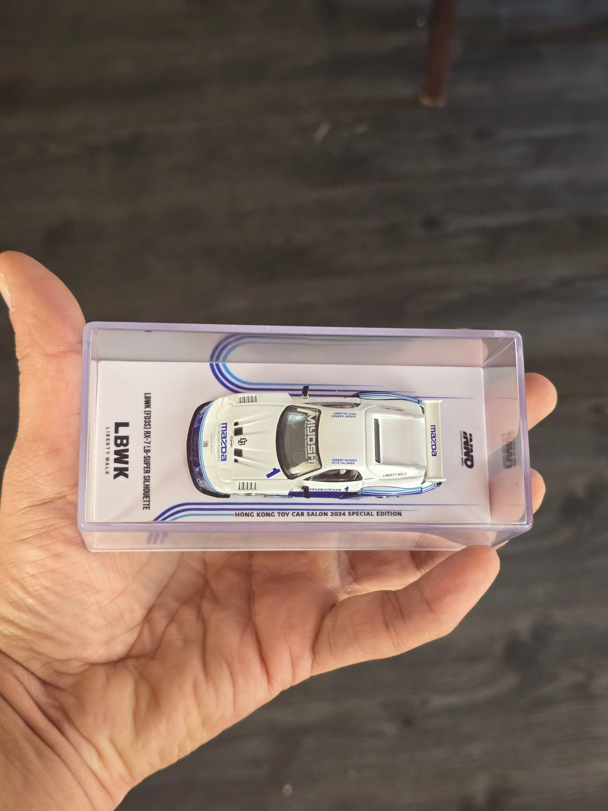 Inno64 LBWK Mazda RX - 7 FD3S LB - Super Silhouette (White - Blue) - Kinder Logs