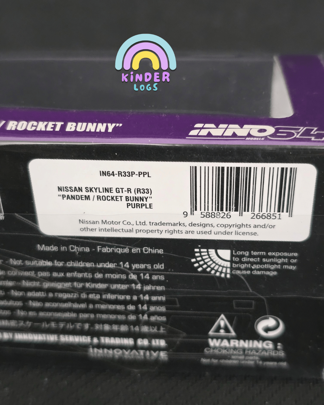 Inno64 Nissan Skyline GT - R (R33) "Pandem/Rocket Bunny" (Purple) - Kinder Logs