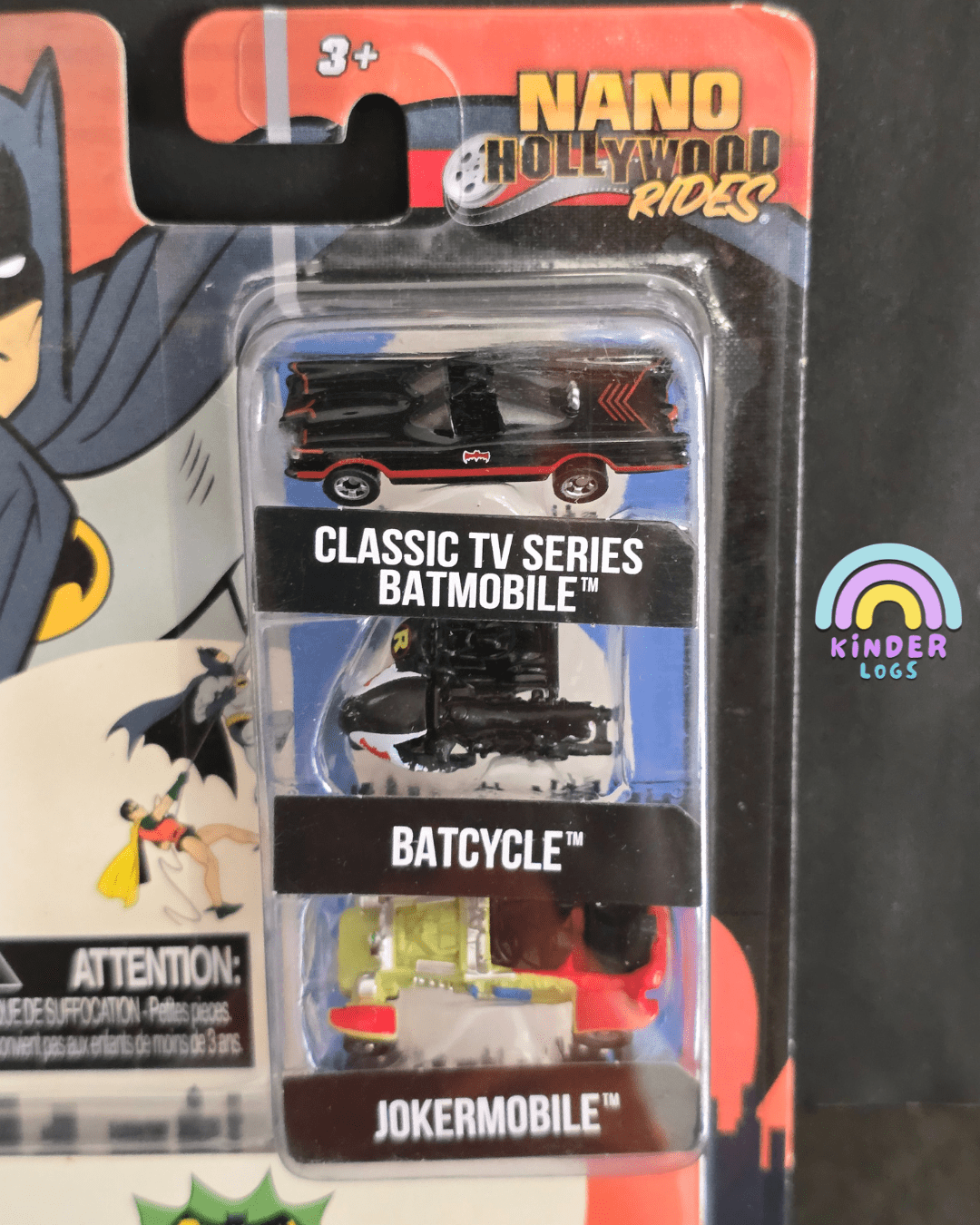 Jada Batman Nano Rides - Batmobile, Batcycle, Jokermobile (1:87 Scale) - Kinder Logs