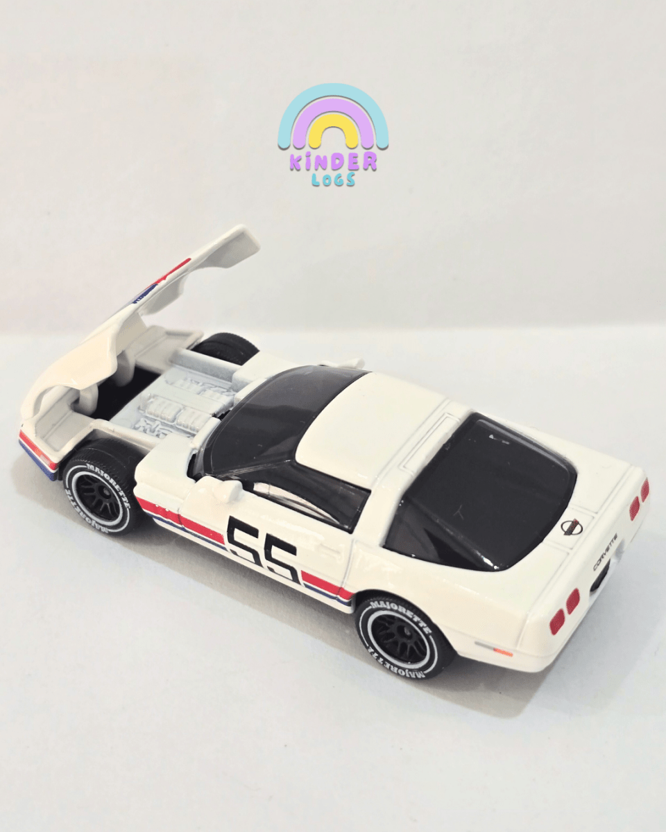 Majorette Chevrolet Corvette C4 #55 - White (Uncarded) - Kinder Logs