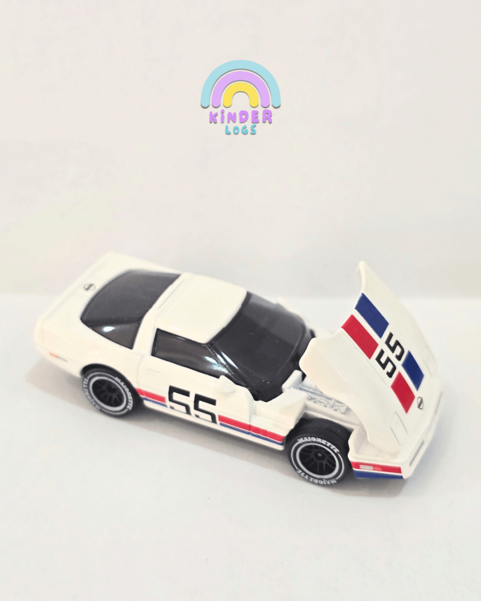 Majorette Chevrolet Corvette C4 #55 - White (Uncarded) - Kinder Logs