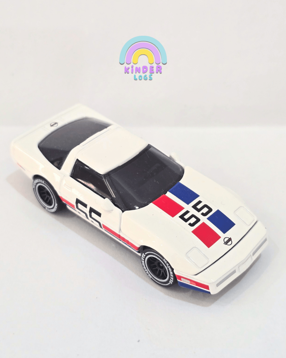 Majorette Chevrolet Corvette C4 #55 - White (Uncarded) - Kinder Logs