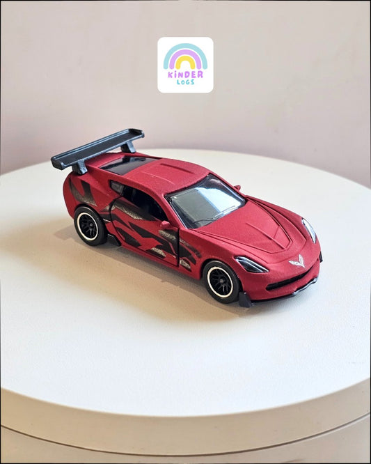 Majorette Chevrolet Corvette - Matte Red Color (Uncarded) - Kinder Logs