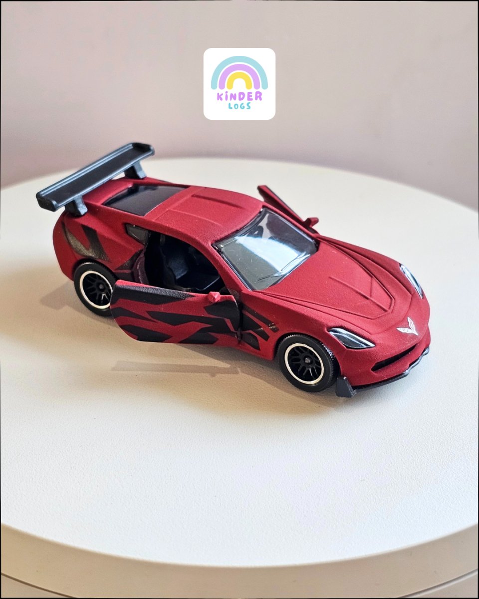 Majorette Chevrolet Corvette - Matte Red Color (Uncarded) - Kinder Logs