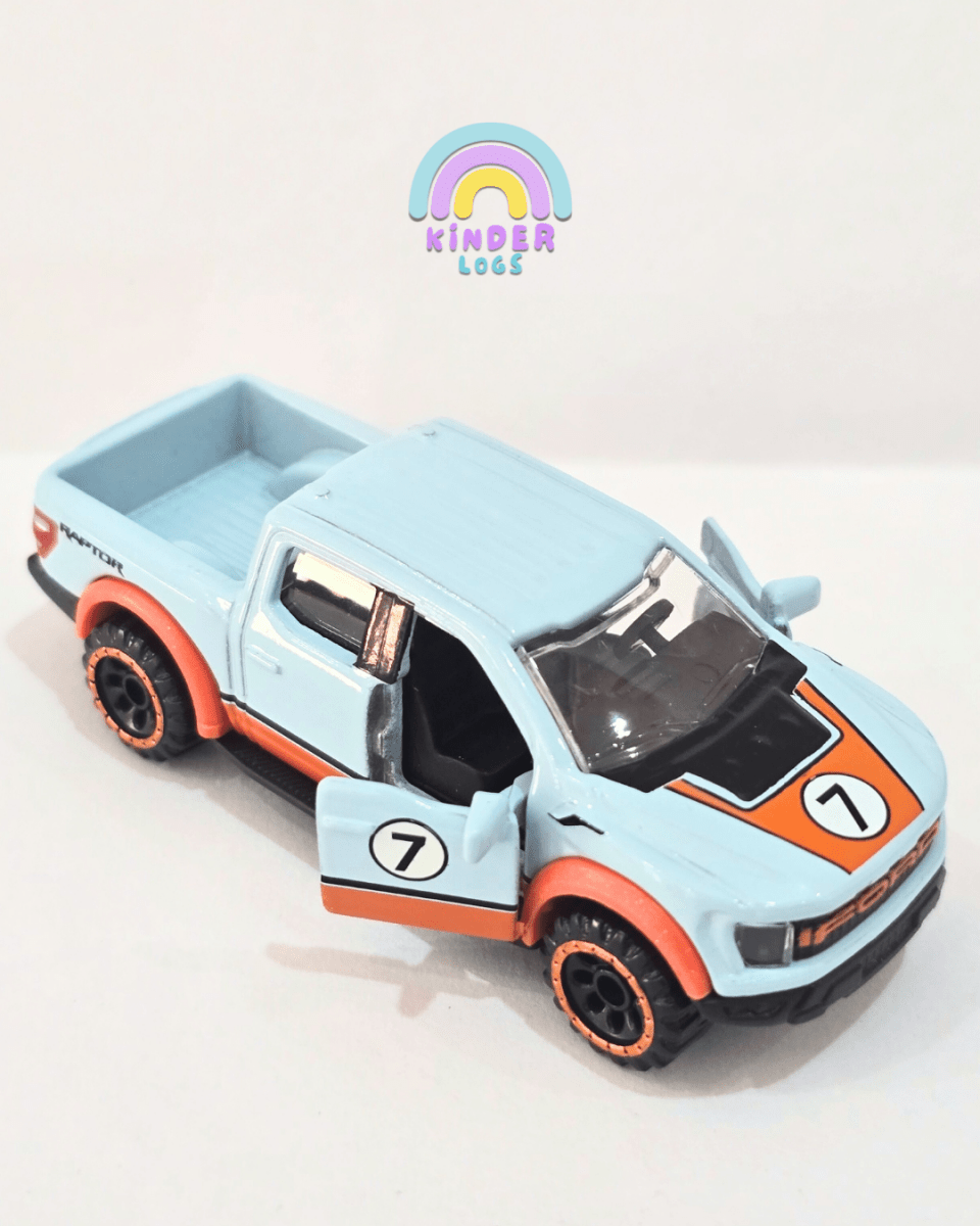 Majorette Ford F - 150 Raptor - Light Blue (Uncarded) - Kinder Logs