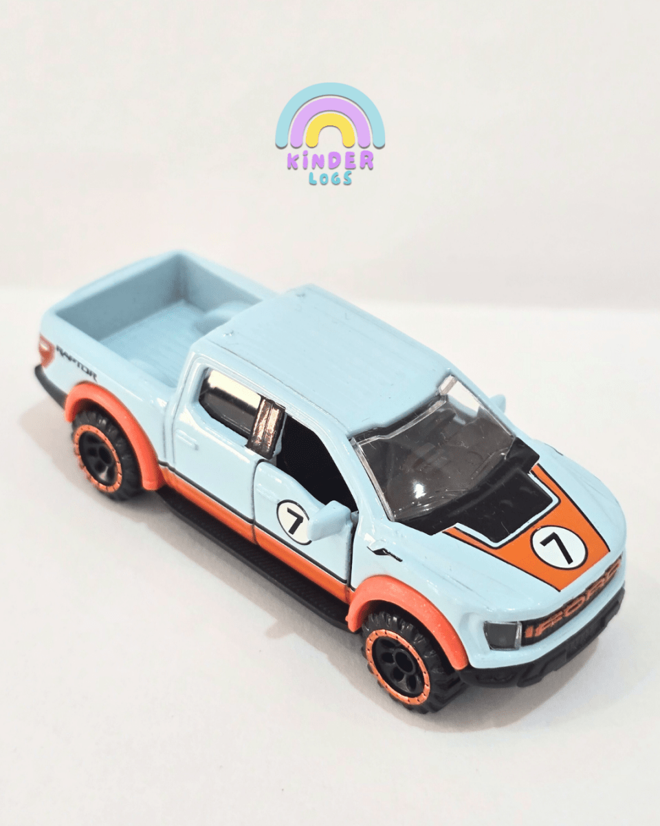 Majorette Ford F - 150 Raptor - Light Blue (Uncarded) - Kinder Logs
