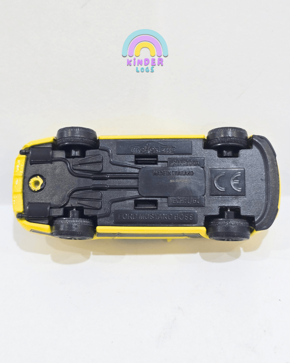 Majorette Ford Mustang Boss 302 - Yellow (Uncarded) - Kinder Logs