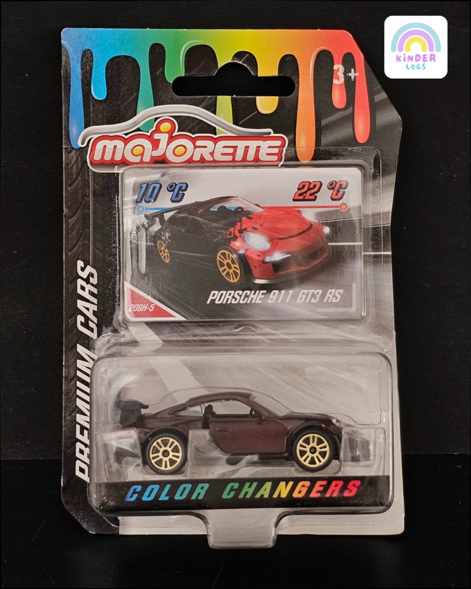 Majorette Porsche 911 GT3 RS Color - Changing Car - Kinder Logs