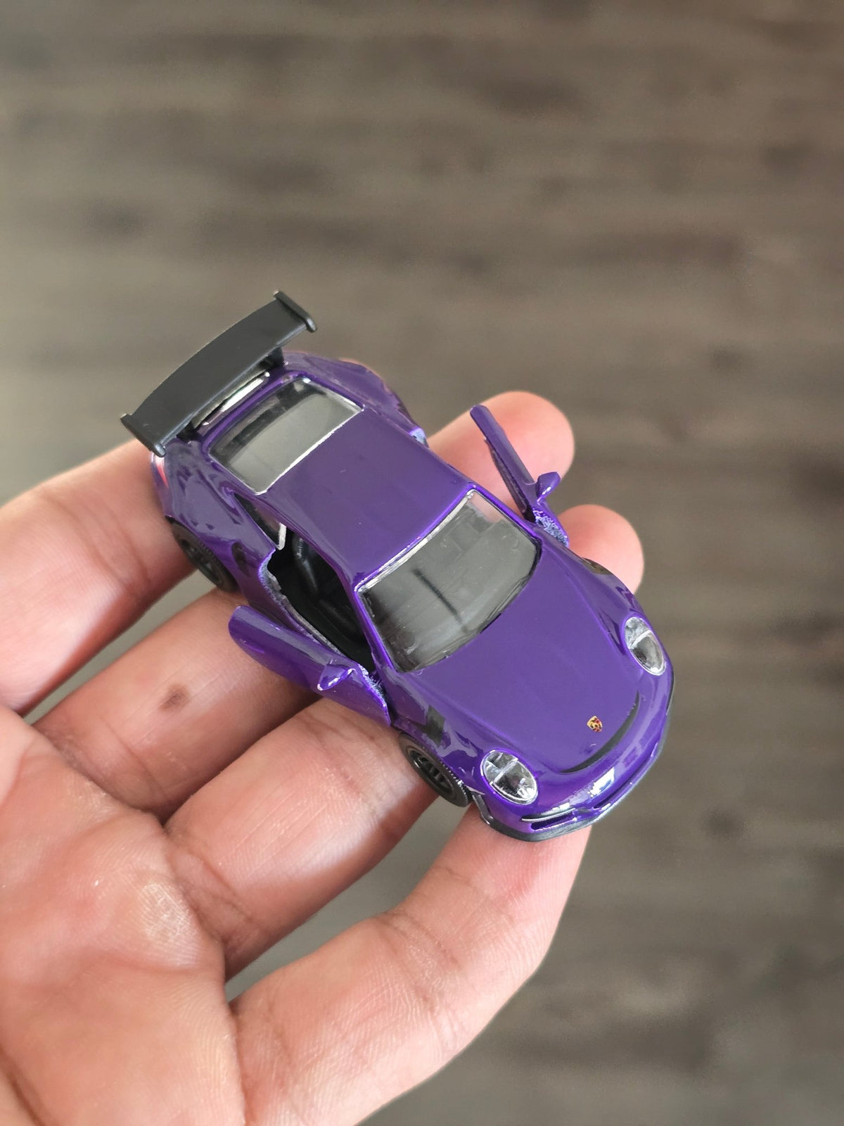 Majorette Porsche 911 GT3 RS - Purple With Black Alloys (Uncarded - New) - Kinder Logs