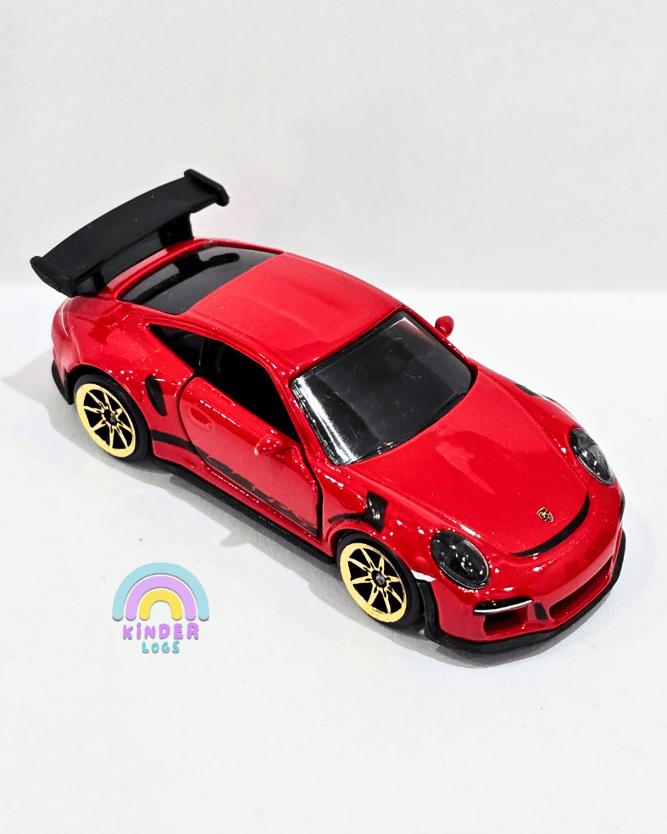 Majorette Porsche 911 GT3 RS - Red With Gold Wheels (Uncarded) - Kinder Logs
