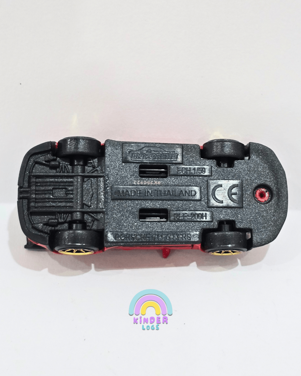Majorette Porsche 911 GT3 RS - Red With Gold Wheels (Uncarded) - Kinder Logs
