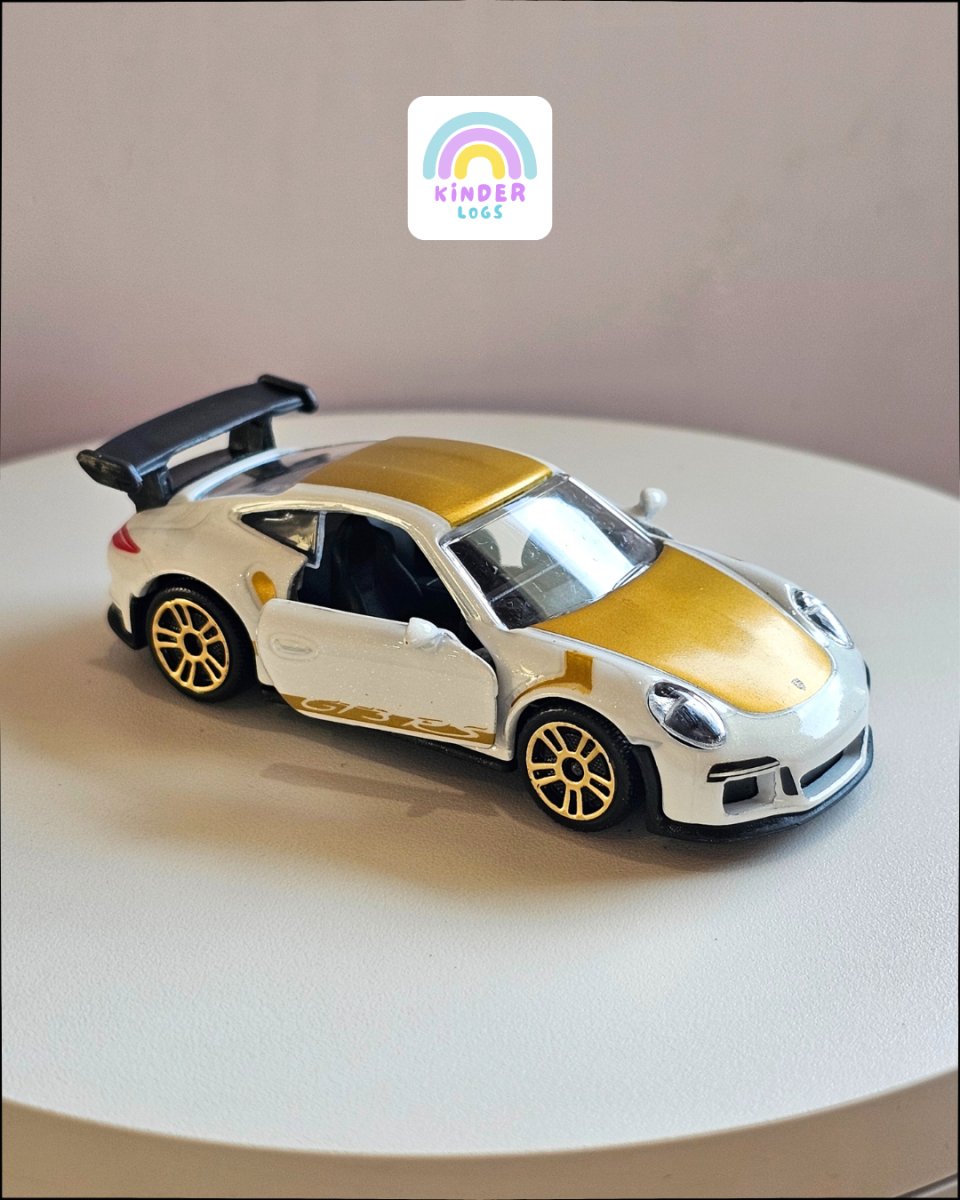 Majorette Porsche 911 GT3 RS With Gold Graphics (Uncarded) - Kinder Logs