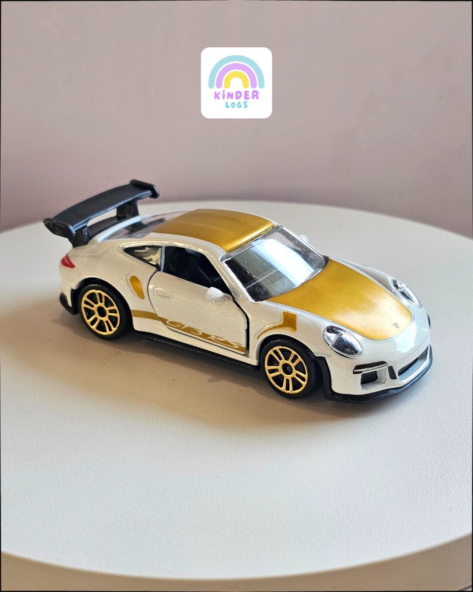 Majorette Porsche 911 GT3 RS With Gold Graphics (Uncarded) - Kinder Logs