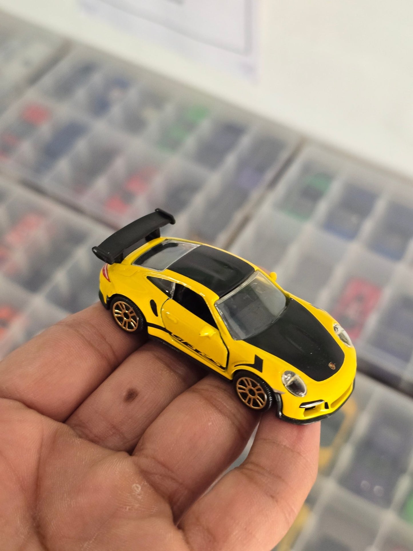 Majorette Porsche 911 GT3 RS - Yellow Color (Uncarded) - Kinder Logs