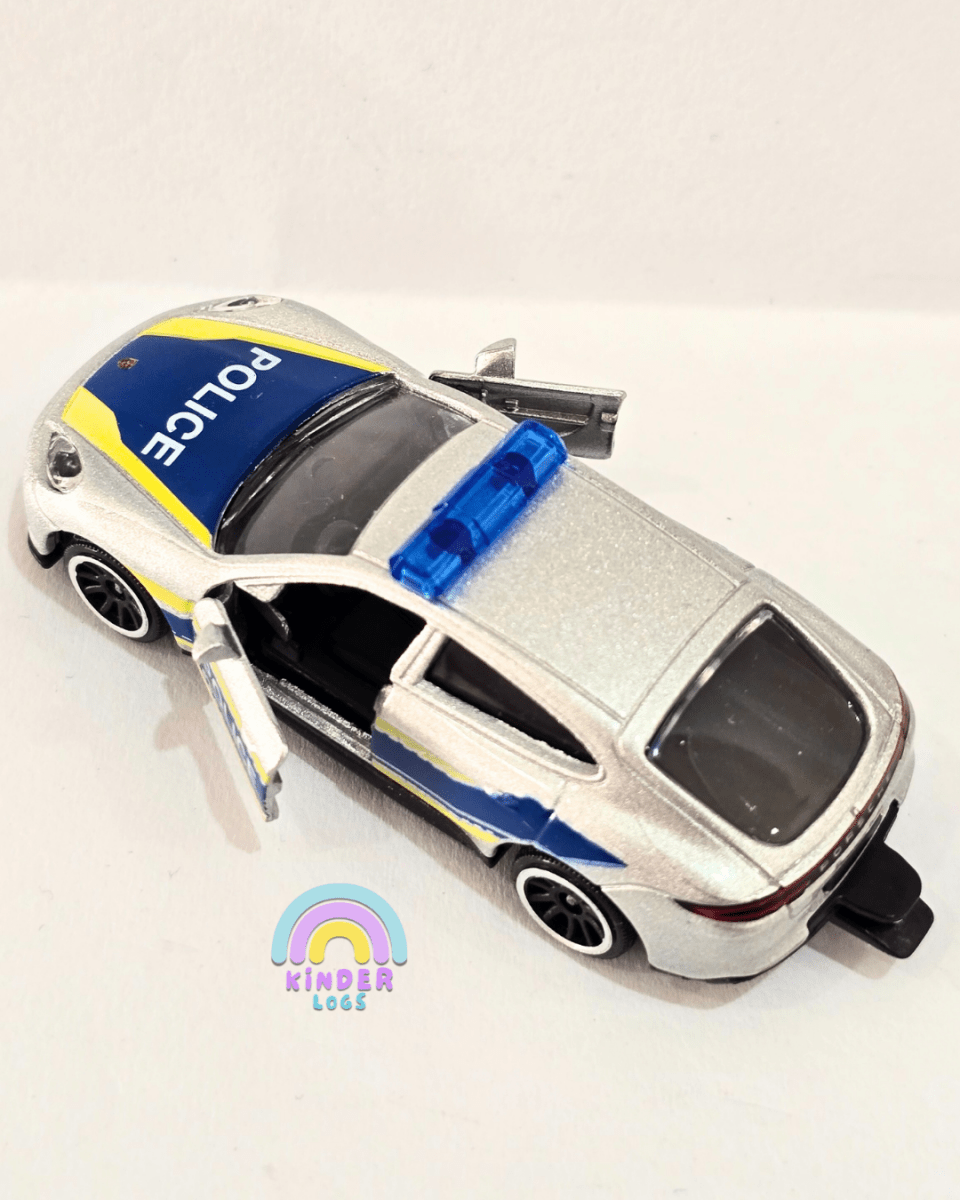 Majorette Porsche Panamera Police Car - Silver (Uncarded) - Kinder Logs