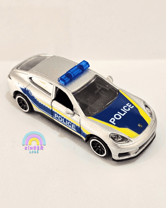 Majorette Porsche Panamera Police Car - Silver (Uncarded) - Kinder Logs