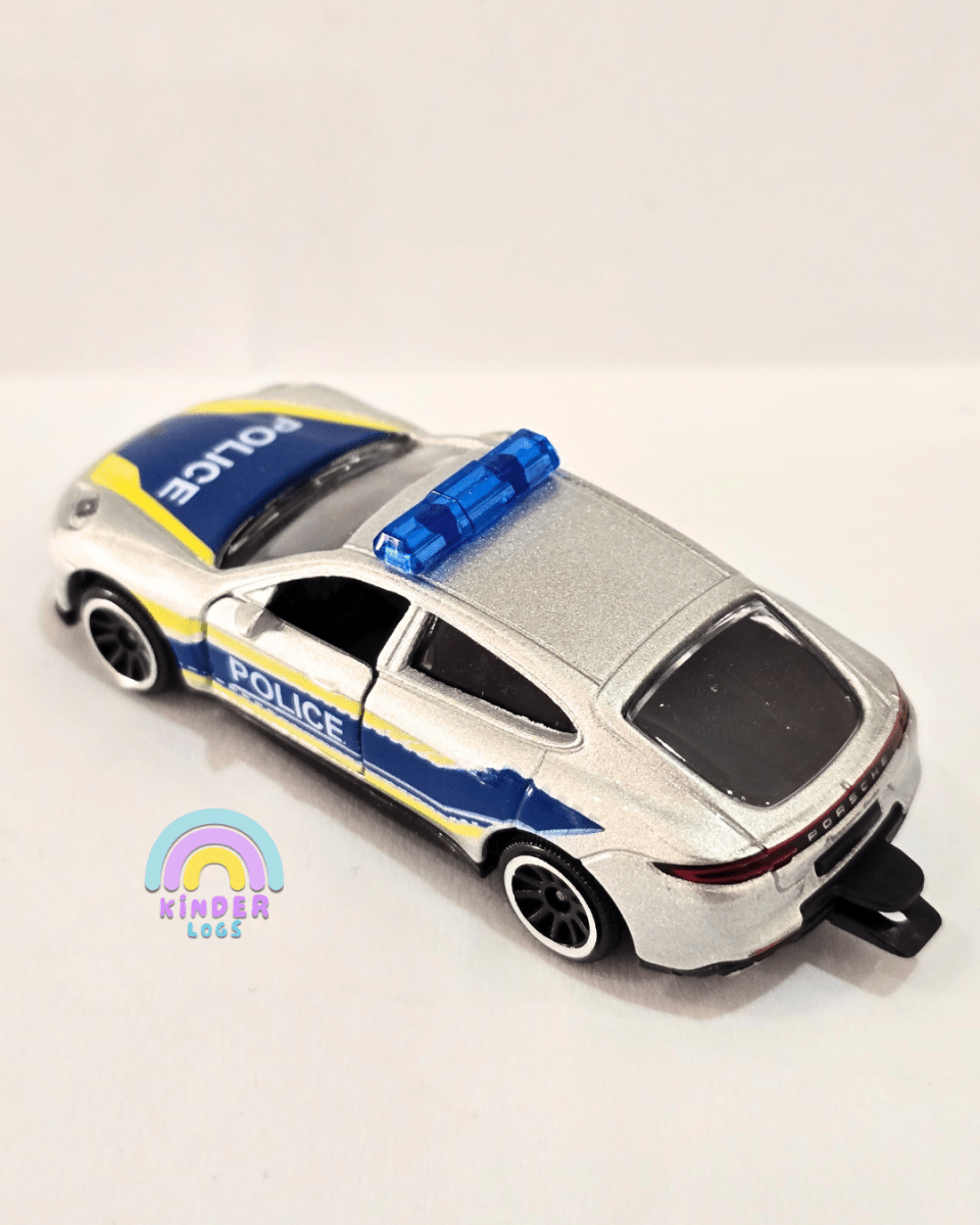 Majorette Porsche Panamera Police Car - Silver (Uncarded) - Kinder Logs