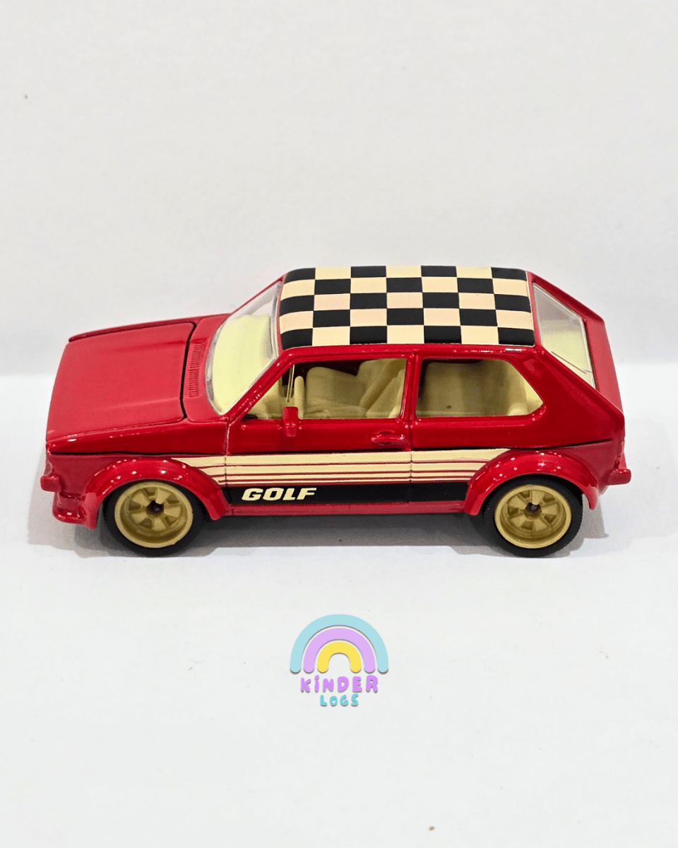 Majorette Volkswagen Golf - Red - With Metal Box (Uncarded) - Kinder Logs
