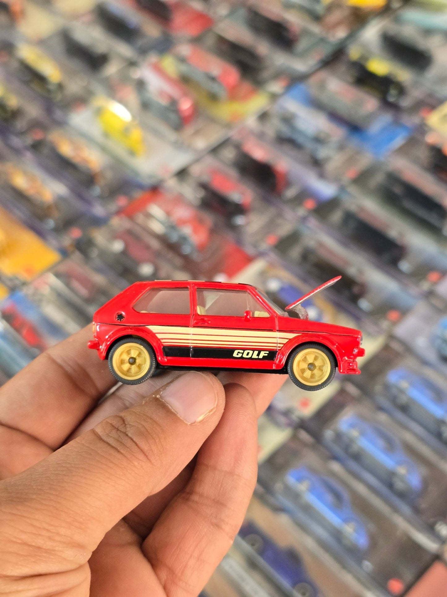 Majorette Volkswagen Golf - Red - With Metal Box (Uncarded) - Kinder Logs