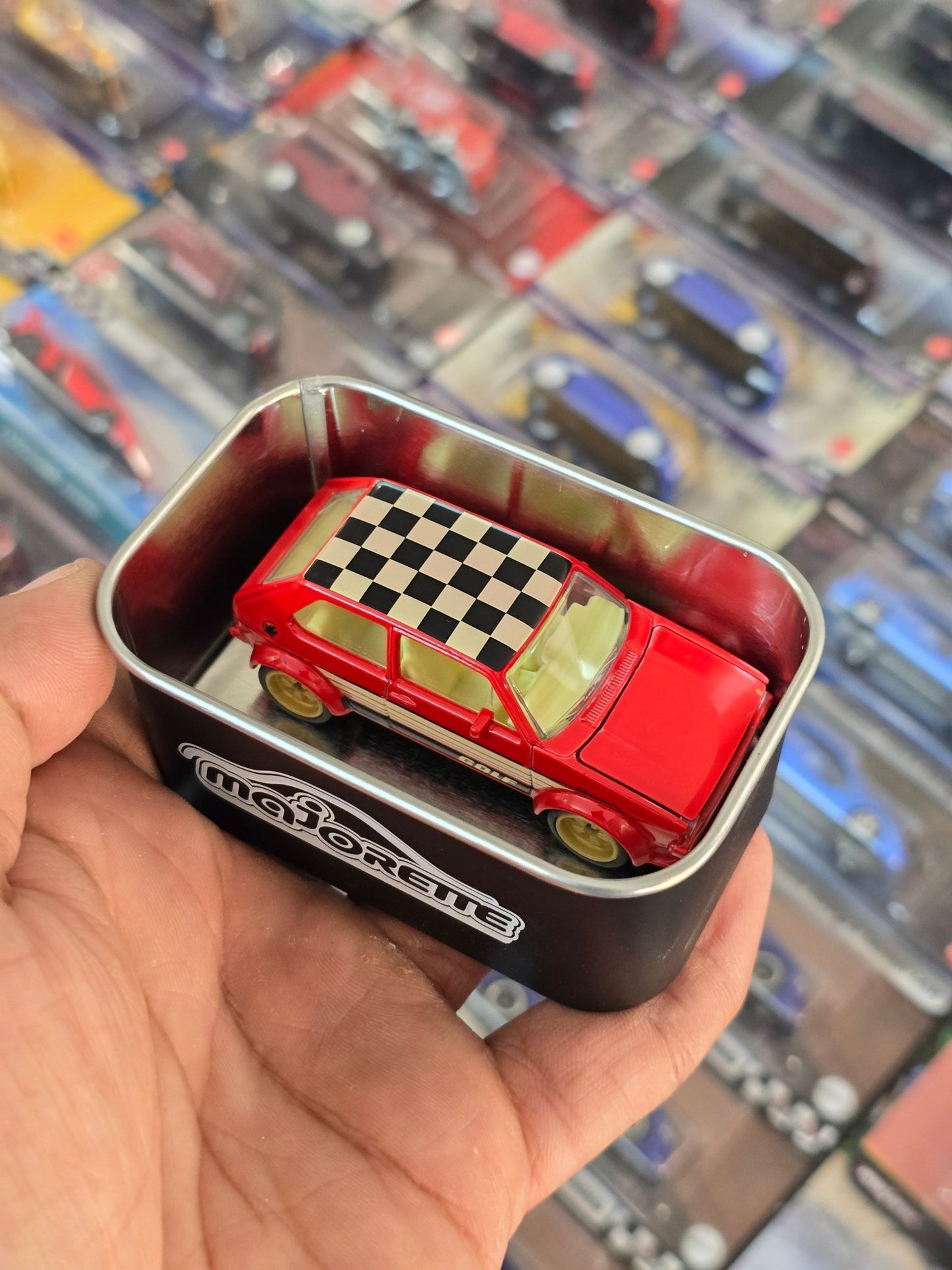 Majorette Volkswagen Golf - Red - With Metal Box (Uncarded) - Kinder Logs