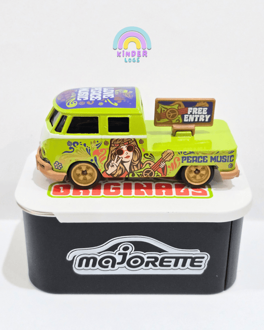 Majorette Volkswagen T1 Bus - 'Love Peace Music' - With Metal Box (Uncarded) - Kinder Logs