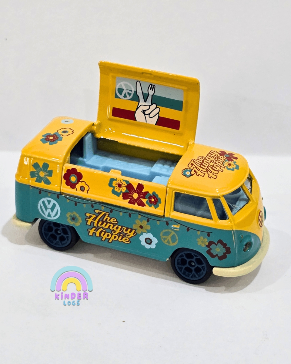 Majorette Volkswagen T1 Bus - The Hungry Hippie - With Metal Box (Uncarded) - Kinder Logs