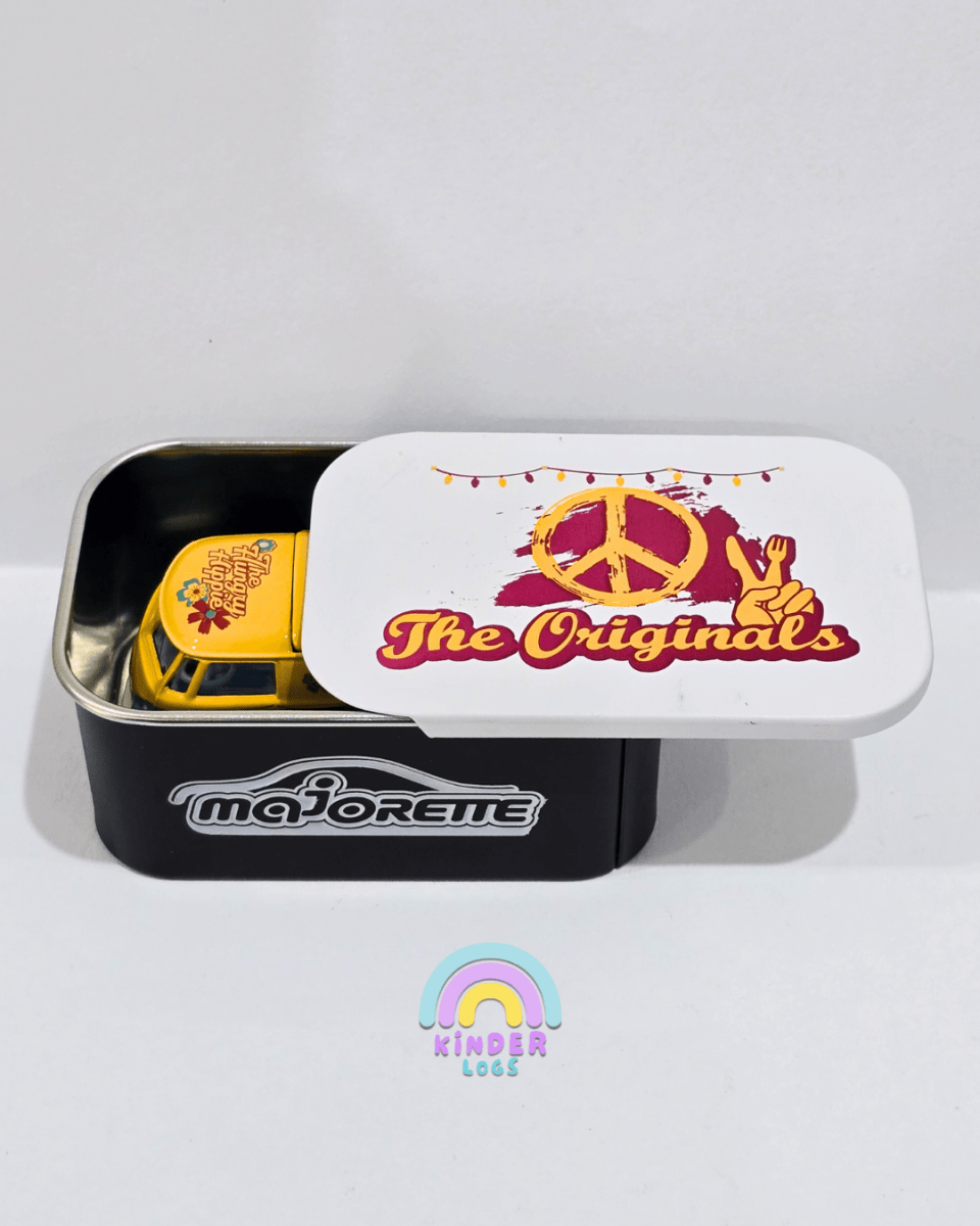 Majorette Volkswagen T1 Bus - The Hungry Hippie - With Metal Box (Uncarded) - Kinder Logs