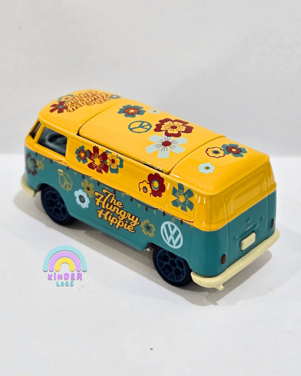Majorette Volkswagen T1 Bus - The Hungry Hippie - With Metal Box (Uncarded) - Kinder Logs