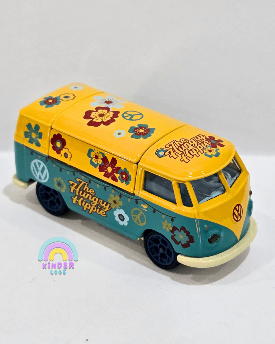 Majorette Volkswagen T1 Bus - The Hungry Hippie - With Metal Box (Uncarded) - Kinder Logs