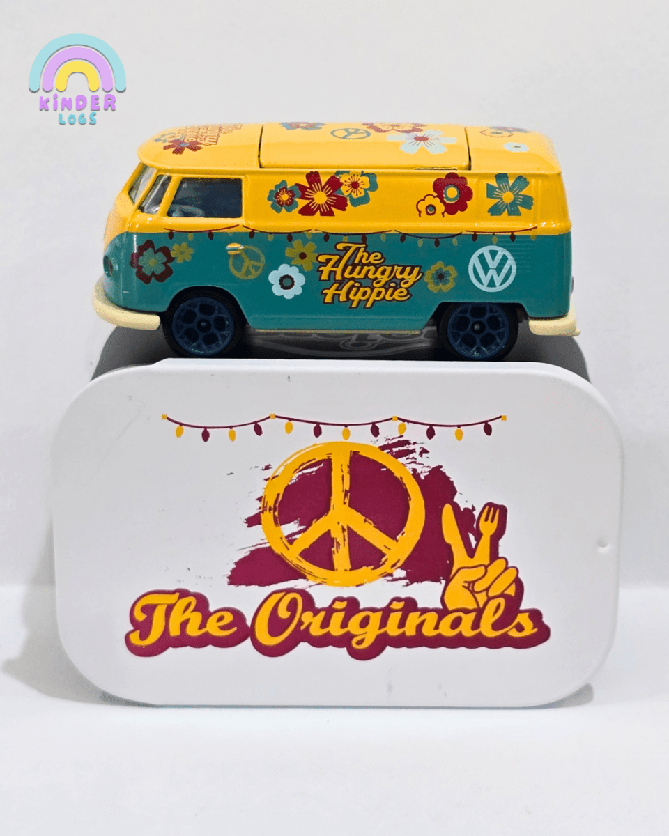 Majorette Volkswagen T1 Bus - The Hungry Hippie - With Metal Box (Uncarded) - Kinder Logs