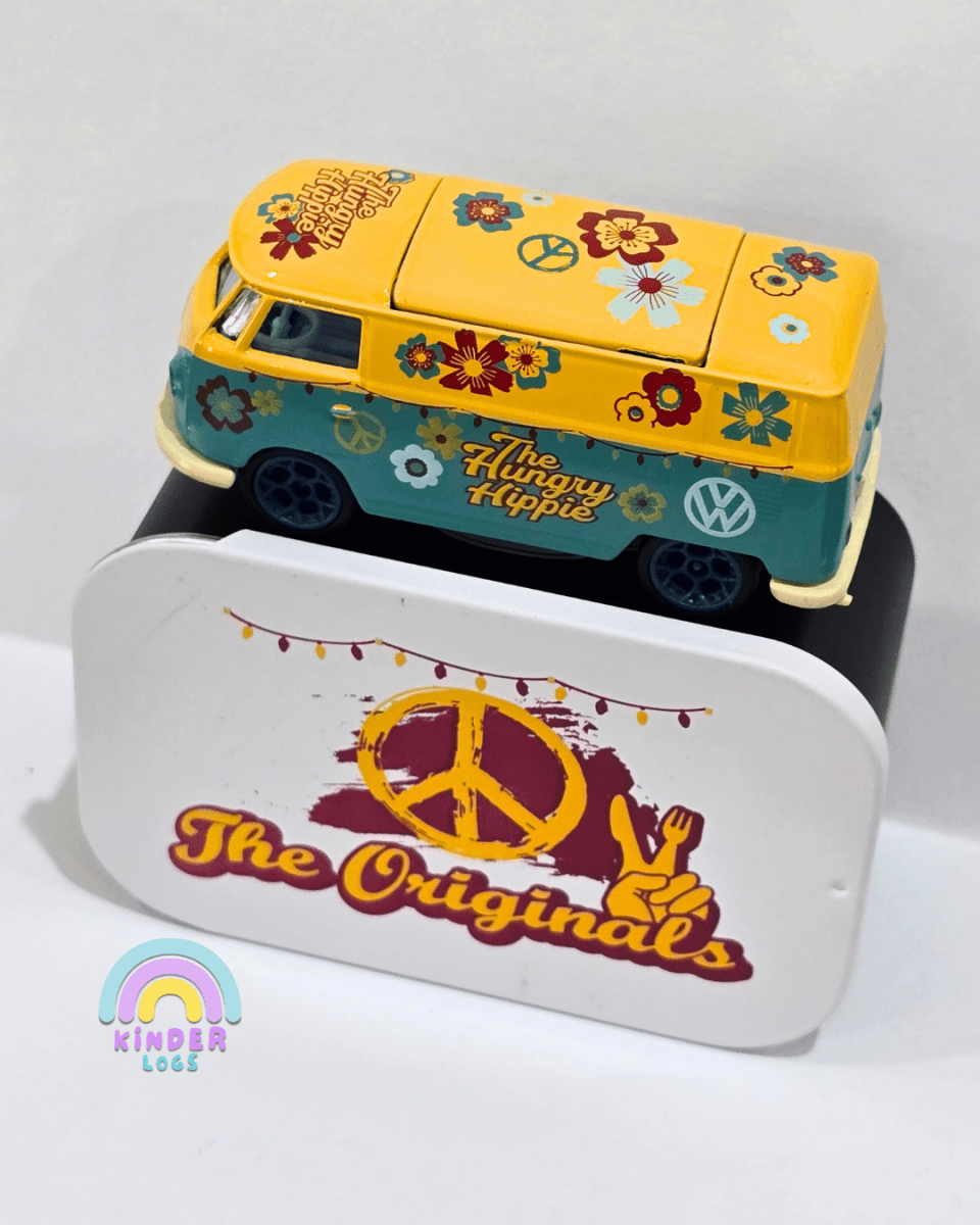 Majorette Volkswagen T1 Bus - The Hungry Hippie - With Metal Box (Uncarded) - Kinder Logs