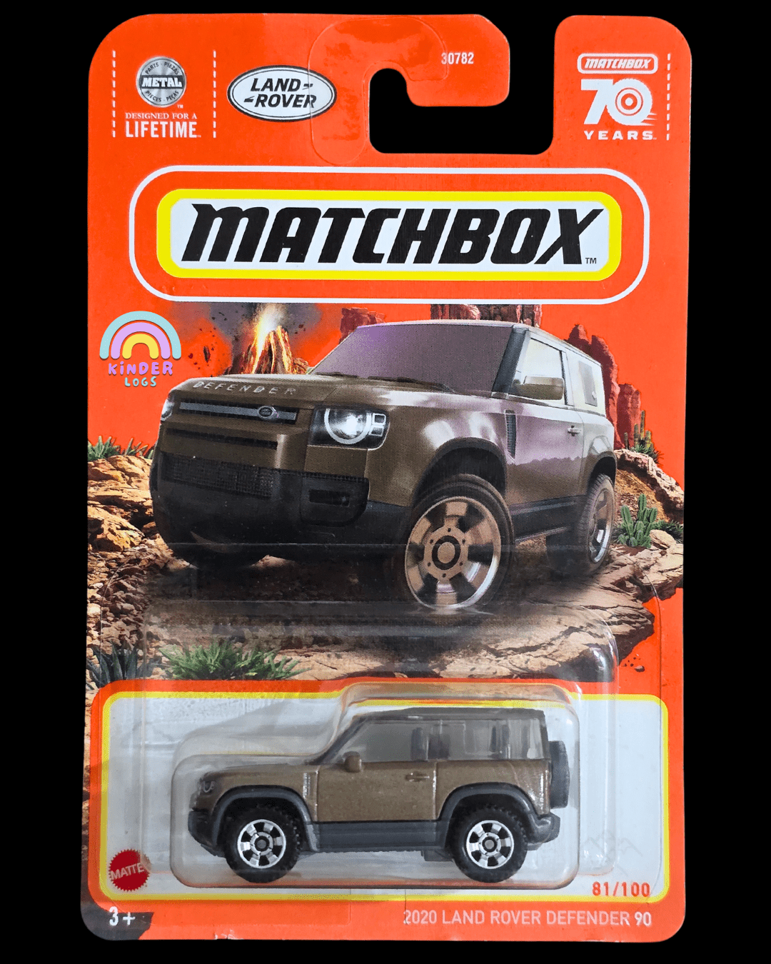 Matchbox 2020 Land Rover Defender 90 - Brown (Imported) - Kinder Logs