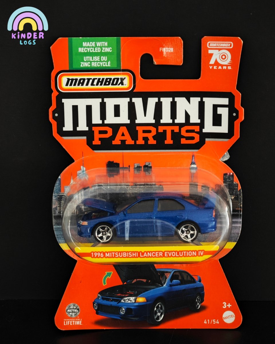 Matchbox Moving Parts 1996 Mitsubishi Lancer Evolution IV - Kinder Logs