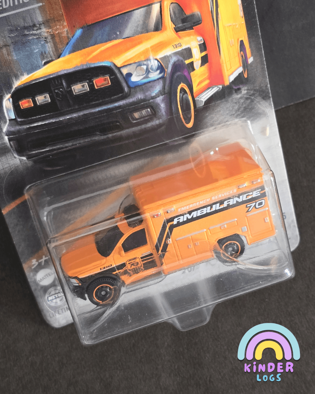 Matchbox Moving Parts - 2019 RAM Ambulance - 70 Years Edition (Imported) - Kinder Logs