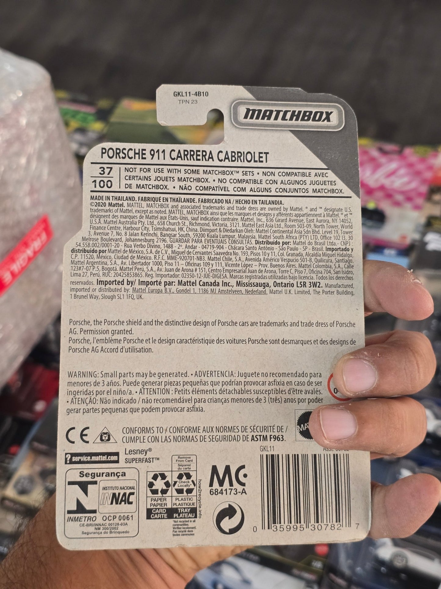 Matchbox Porsche 911 Carrera Cabriolet (Imported) - Kinder Logs