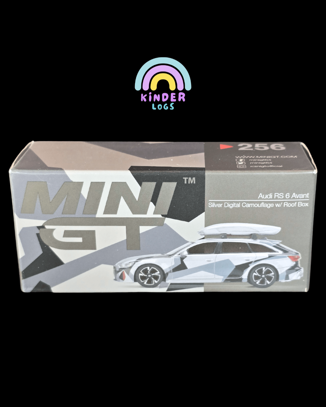 Mini GT Audi RS6 Avant - Silver Digital Camouflage With Roof Box (Open Box) - Kinder Logs