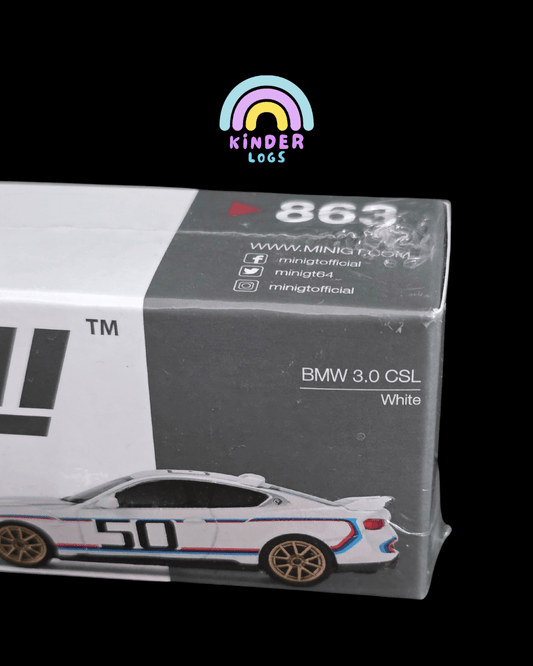 Mini GT BMW 3.0 CSL - White (Sealed Box) - Kinder Logs