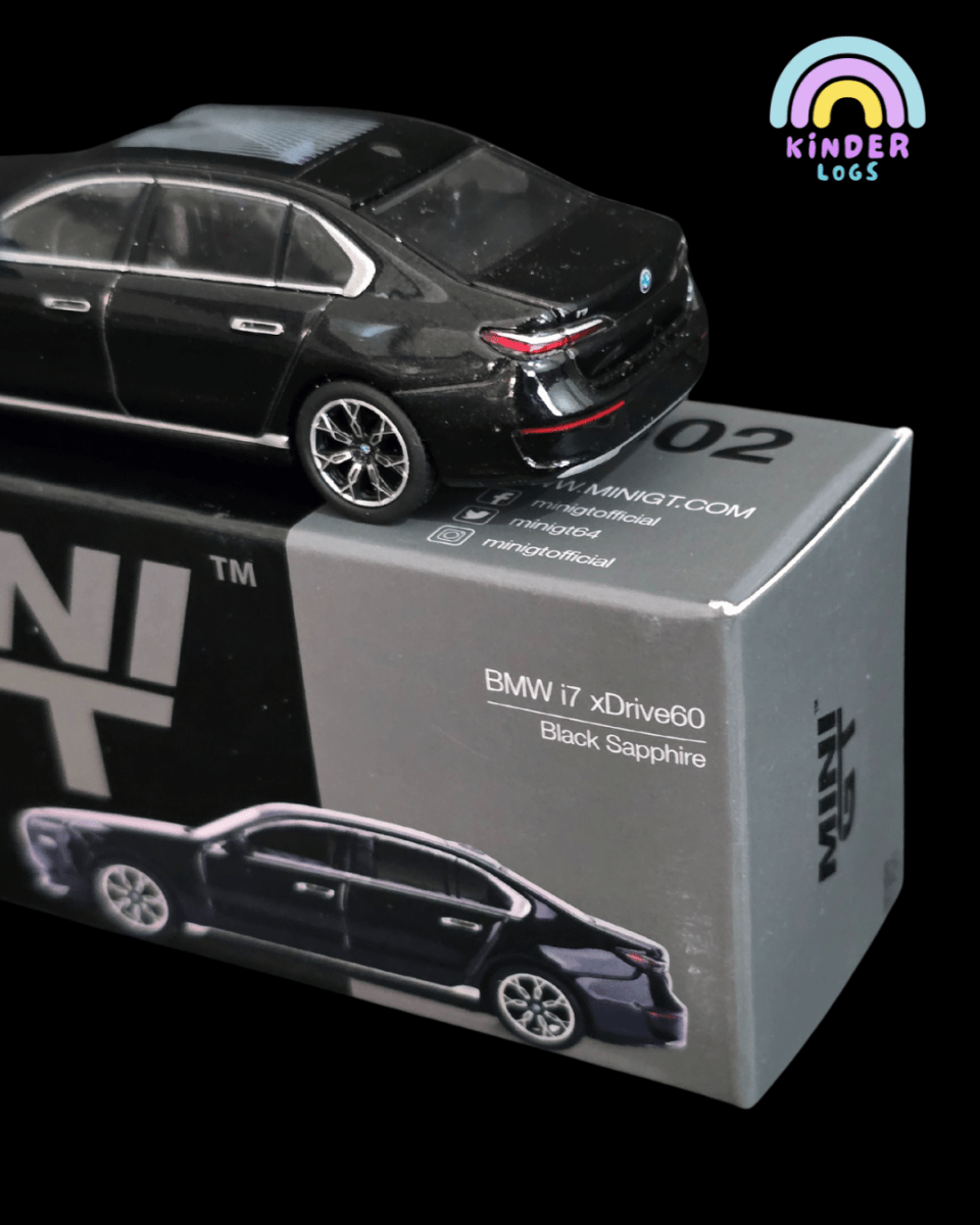 Mini GT BMW i7 xDrive60 - Black Sapphire (Open Box) - Kinder Logs