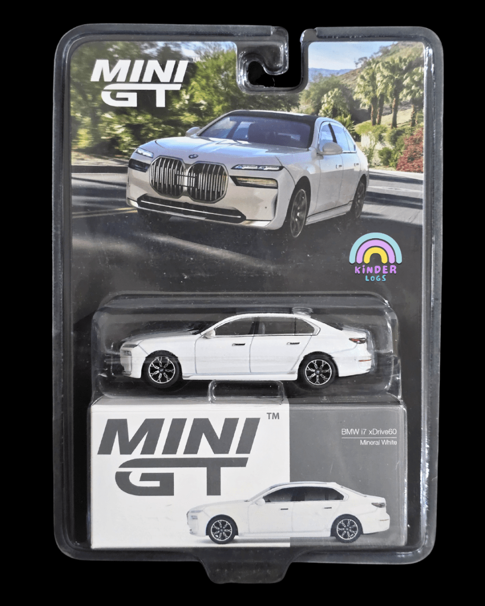 Mini GT BMW i7 xDrive60 - Mineral White - Blister Pack - Kinder Logs
