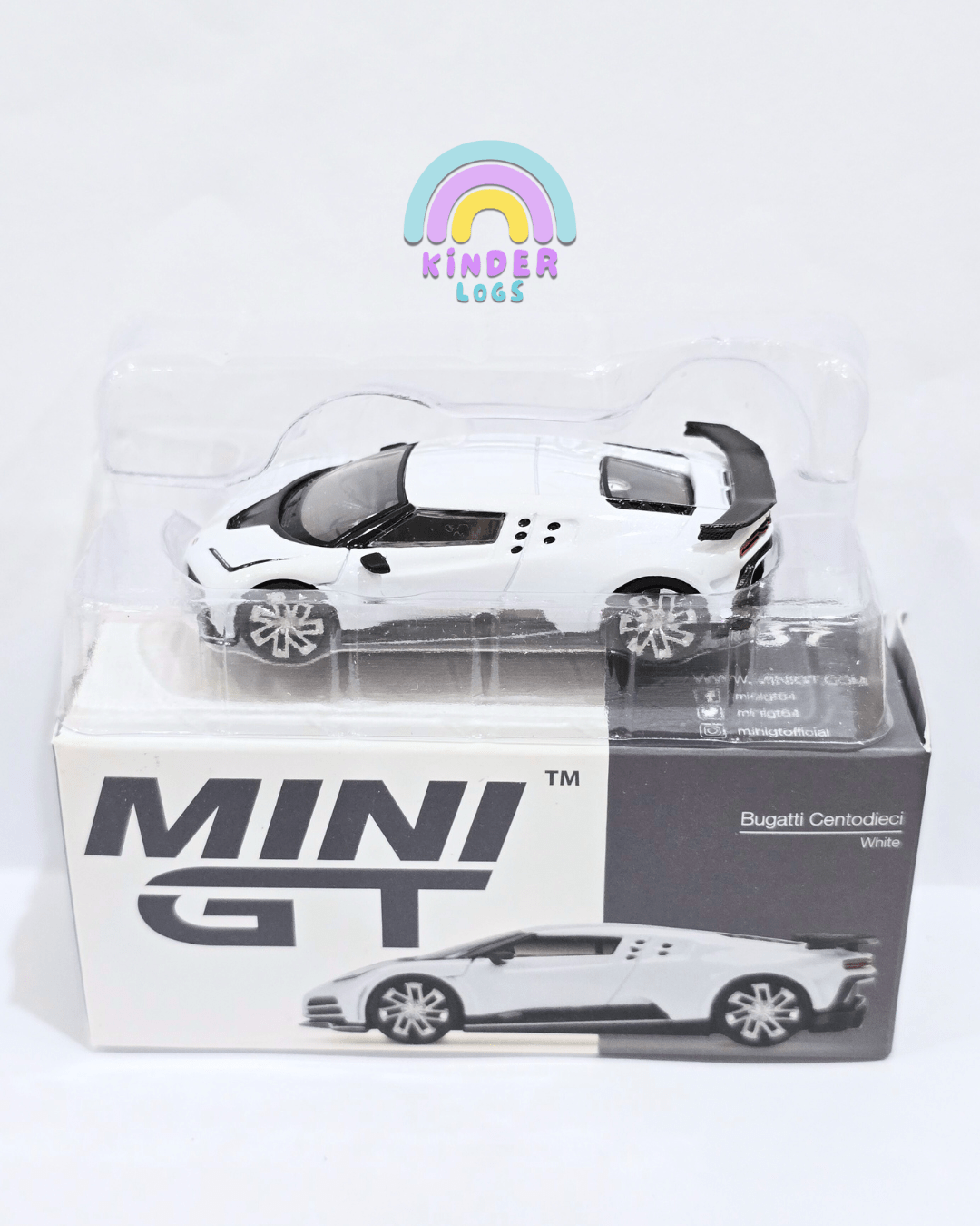 Mini GT Bugatti Centodieci (White) - Open Box - Kinder Logs