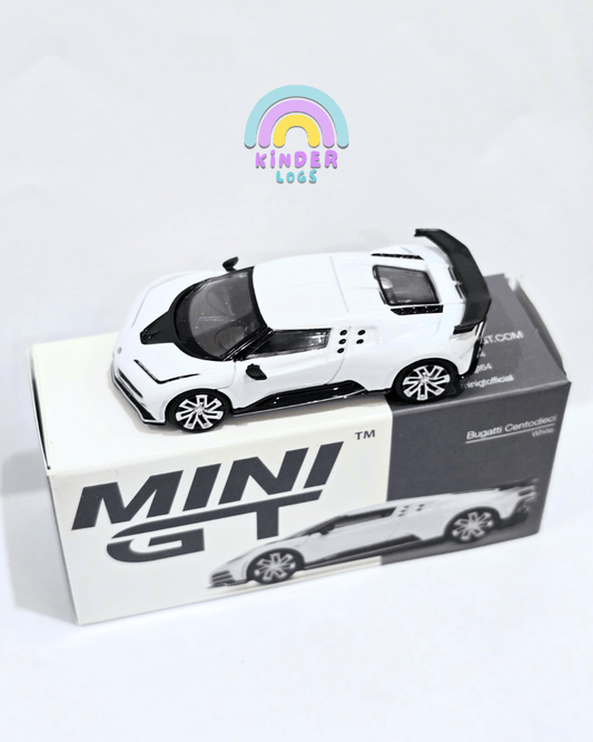 Mini GT Bugatti Centodieci (White) - Open Box - Kinder Logs