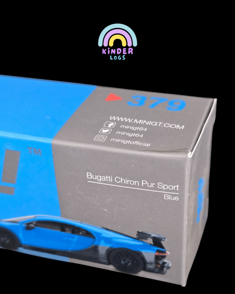 Mini GT Bugatti Chiron Pur Sport (Blue) - Open Box - Kinder Logs