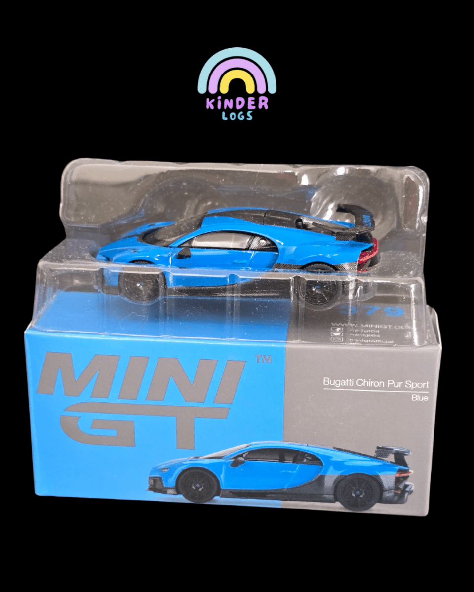 Mini GT Bugatti Chiron Pur Sport (Blue) - Open Box - Kinder Logs