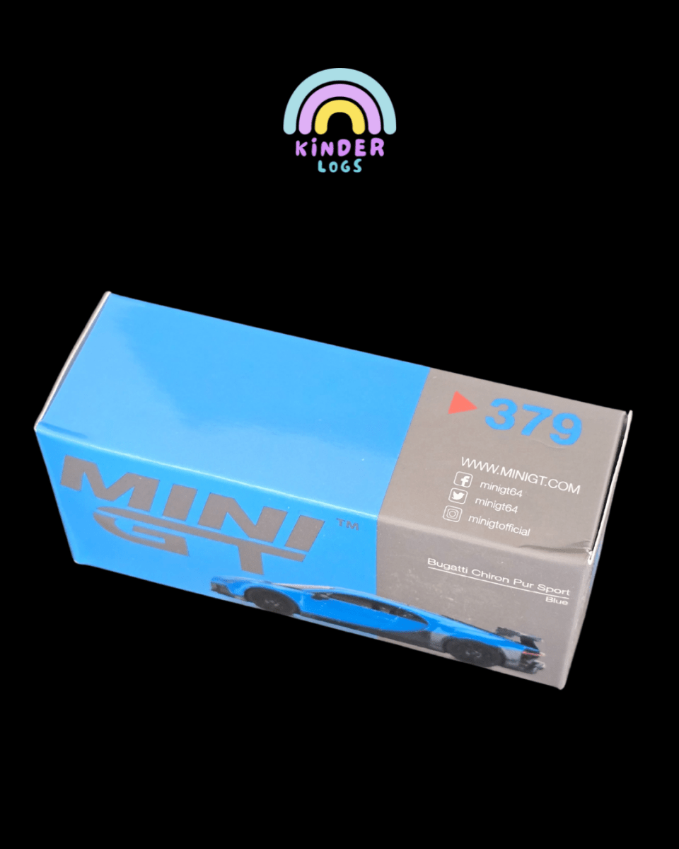 Mini GT Bugatti Chiron Pur Sport (Blue) - Open Box - Kinder Logs