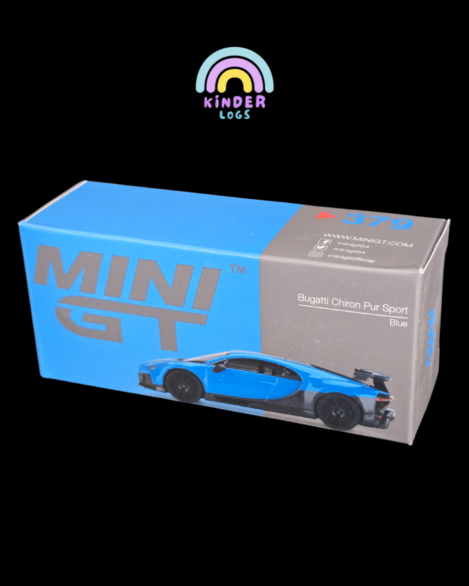 Mini GT Bugatti Chiron Pur Sport (Blue) - Open Box - Kinder Logs