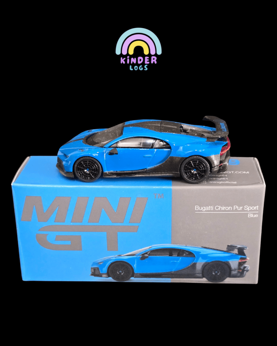 Mini GT Bugatti Chiron Pur Sport (Blue) - Open Box - Kinder Logs