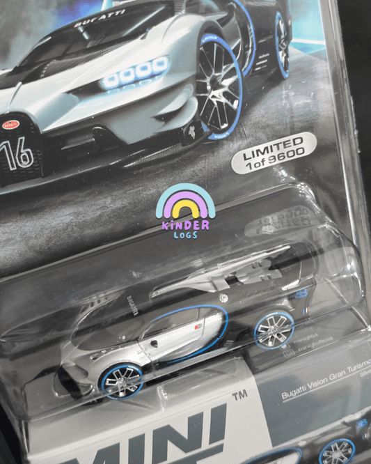 Mini GT Bugatti Vision Gran Turismo - Silver - Mijo Exclusives - Kinder Logs