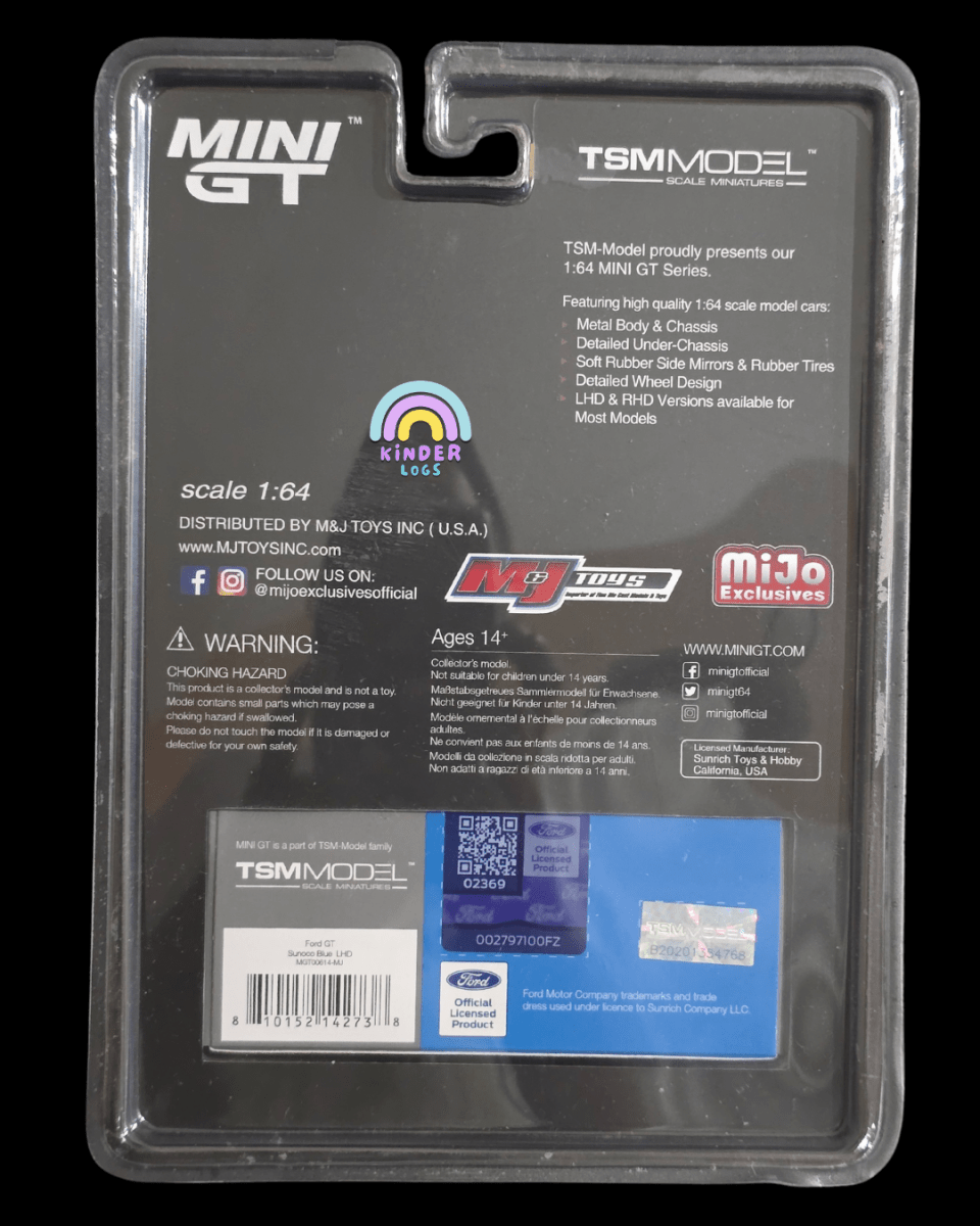 Mini GT Ford GT - Sunoco Blue - Mijo Exclusives - Kinder Logs
