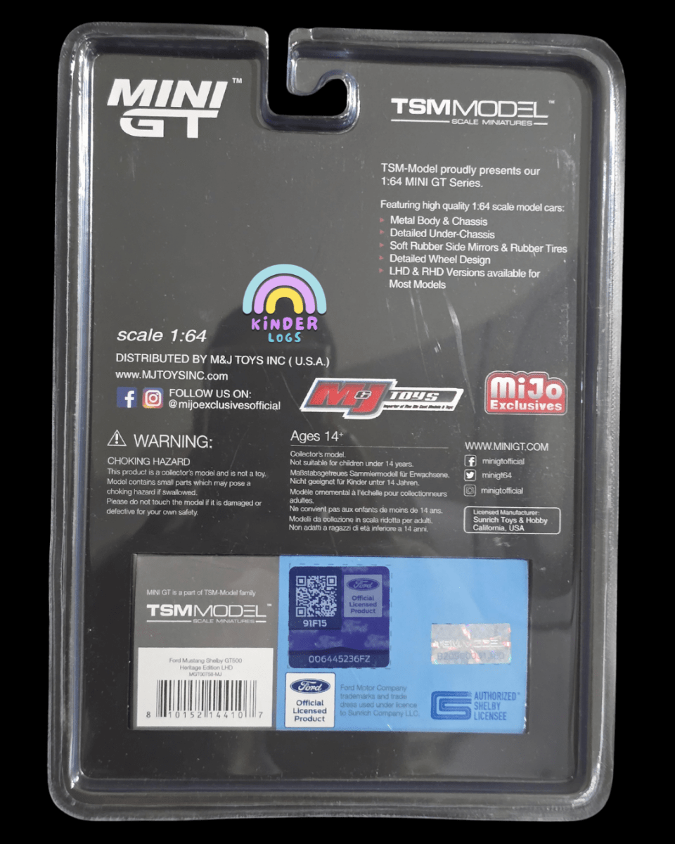 Mini GT Ford Mustang Shelby GT500 - Heritage Edition - Mijo Exclusives - Kinder Logs